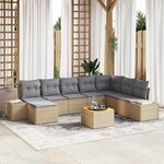 vidaXL Ensemble de canapé de jardin 9 Pièces Beige Poly rotin