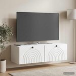 vidaXL Meuble TV mural Montage mural Blanc brillant 98 x 41 x 30 cm