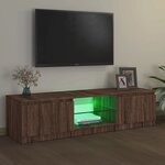 vidaXL Meuble TV avec lumières LED Chêne marron 140x40x35 5 cm