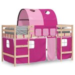 vidaXL Lit mezzanine enfants avec tunnel sans matelas rose 90x200 cm