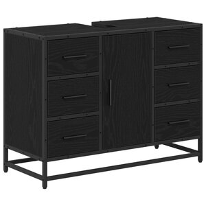 vidaXL Cabinet de salle de bain avec tiroir Chêne noir 80 x 33 x 60 cm
