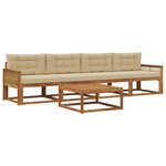 vidaXL Ensemble de canapés d'extérieur 5 Pièces Naturel et Beige