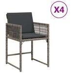 vidaXL Chaises de jardin avec coussins lot de 4 gris résine tressée