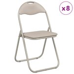 vidaXL Chaise pliante 8 pc Simili cuir Sable 48 x 43 5 x 81 cm