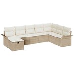 vidaXL Ensemble de canapé de jardin 8 Pièces Beige et crème polyrotin