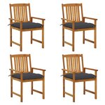 vidaXL Chaises de jardin avec coussins 4 Pièces Bois d'acacia massif