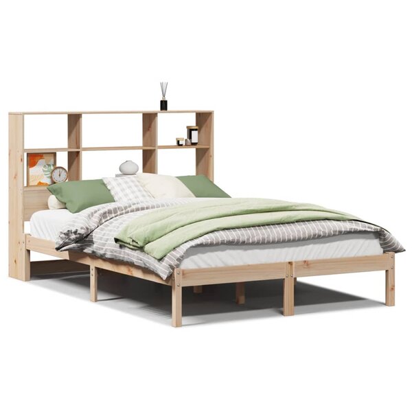 vidaXL Lit bibliothèque sans matelas 135x190 cm bois de pin massif