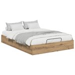 vidaXL Cadre de lit ottoman avec stockage Chêne artisanal 135 x 190 cm