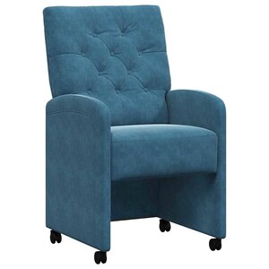 vidaXL Chaises de Salle à Manger avec Roues 2 pc Velours Bleu