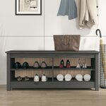 vidaXL Banc à chaussures Gris 110x38x45 5 cm Bois de pin massif