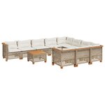 vidaXL Salon de jardin 11 Pièces avec coussins beige résine tressée