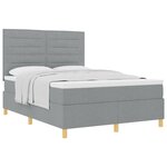 vidaXL Lit à ressorts avec matelas Gris clair 140 x 190 cm tissu