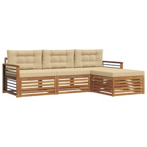 vidaXL Ensemble de canapés d'extérieur avec coussin Naturel et Beige