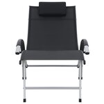 vidaXL Chaise longue aluminium et textilène noir