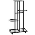 vidaXL Jardinière à 4 niveaux avec roues 44x23x80 cm Noir Fer
