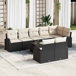vidaXL Ensemble de canapé de jardin 9 Pièces Noir  blanc Poly rotin