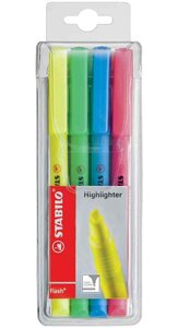 Surligneur - flash - Pochette de 4 - Coloris assortis STABILO