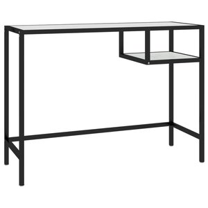 Bureau table poste de travail meuble d'ordinateur informatique étude d'ordinateur marbre 100 x 36 x 74 cm verre trempé blanc 02_0023734