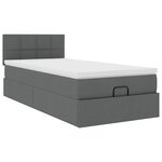 vidaXL Cadre de lit ottoman avec matelas gris foncé 100x200 cm tissu