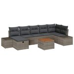 vidaXL Ensemble de canapé de jardin avec coussin 8 Pièces Gris Poly rotin