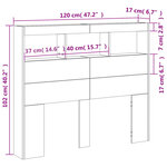 vidaXL Armoire tête de lit avec LED noir 120x17x102 cm