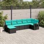 vidaXL Salon de jardin 7 Pièces avec coussins noir résine tressée