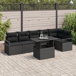 vidaXL Ensemble de canapé de jardin 7 Pièces Noir 100 x 55 x 73 cm