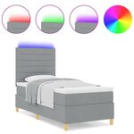 vidaXL Lit à ressorts avec matelas Gris clair 100 x 200 cm tissu