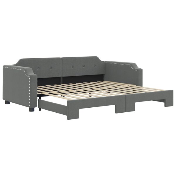 vidaXL Lit de jour avec gigogne sans matelas gris foncé 100x200 cm