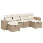 vidaXL Salon de jardin avec coussins 6 Pièces beige résine tressée