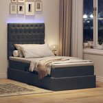 vidaXL Lit avec rangement et LED Gris foncé 90 x 200 cm Velours