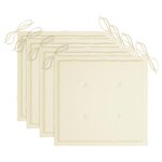 vidaXL Chaises de jardin et coussins crème lot de 4 Bois teck massif