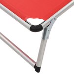 Vidaxl chaise longue pliable avec auvent aluminium et textilène rouge