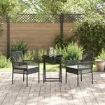 vidaXL Ensemble bistro de jardin 3 Pièces Noir Poly rotin