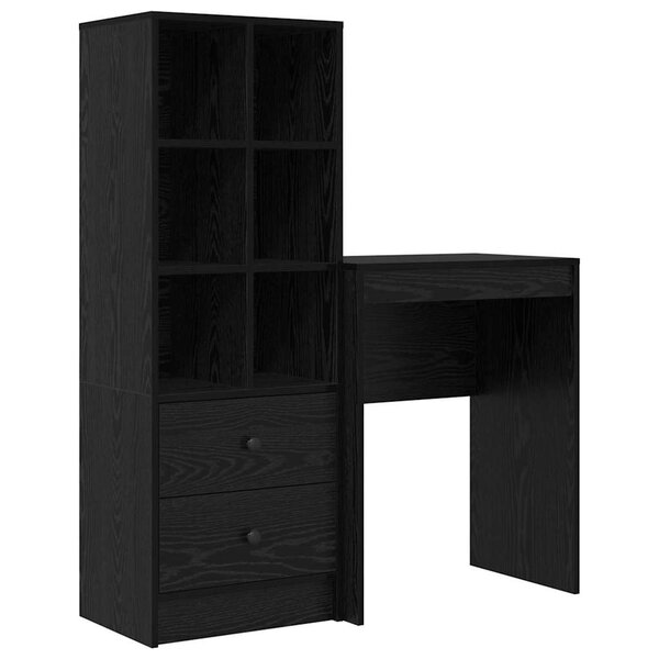 vidaXL Bureau avec rangement 2 Pièces Chêne noir 45 5 x 34 x 127 cm