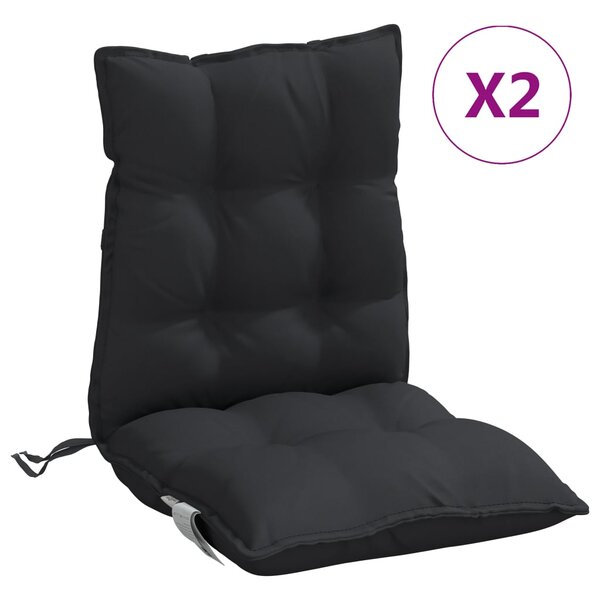 vidaXL Coussins de chaise à dossier bas lot de 2 noir tissu oxford