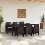 vidaXL Ensemble de salle à manger pour jardin 7 Pièces Marron Rattan Polt