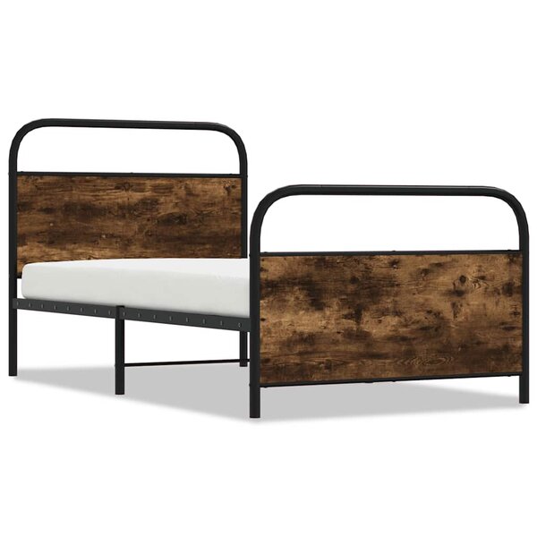 vidaXL Cadre de lit sans matelas 100x190 cm chêne fumé bois ingénierie