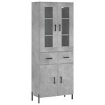 vidaXL Buffet haut Gris béton 69 5x34x180 cm Bois d'ingénierie