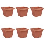 vidaXL Pot de Fleurs Carré 6 Pièces Rouge brique 20 x 20 x 16 cm