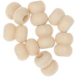 8 Perles rondes doubles - bois nature - 22 mm