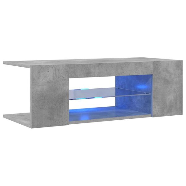 vidaXL Meuble TV avec lumières LED gris béton 90x39x30 cm
