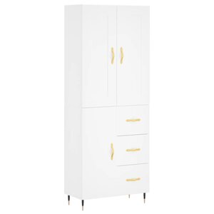 vidaXL Buffet haut Blanc 69 5x34x180 cm Bois d'ingénierie