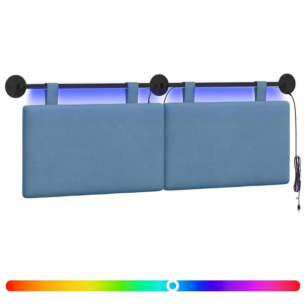 vidaXL Tête de lit suspendue Bleu Tissu en velours côtelé