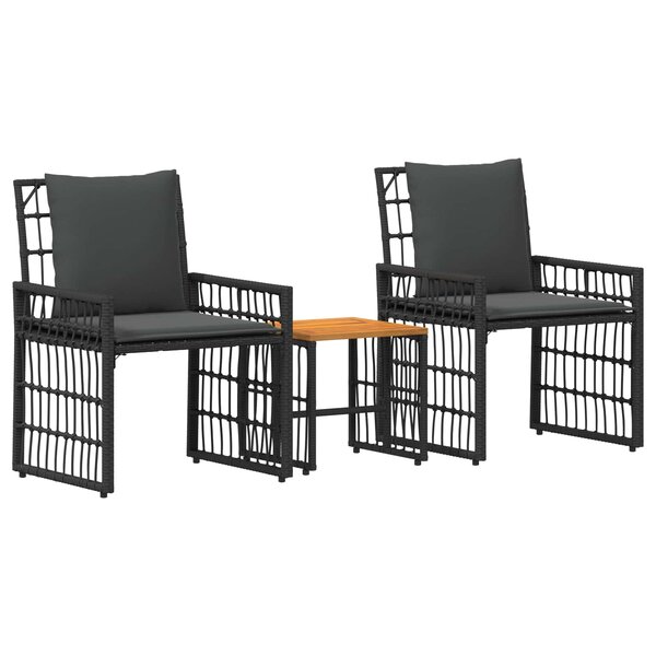 vidaXL Ensemble de meubles d'extérieur 3 Pièces Noir et Gris foncé