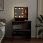vidaXL Ensemble de coiffeuse avec LED vieux bois bois d'ingénierie