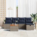 vidaXL Ensemble de canapé de jardin avec coussin 6 Pièces Gris polyrotin