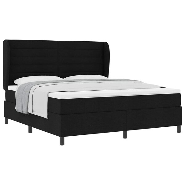 vidaXL Lit à ressorts avec matelas Noir 180 x 200 cm tissu