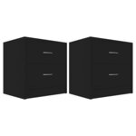 vidaXL Tables de chevet 2 Pièces Noir 40x30x40 cm Bois d'ingénierie