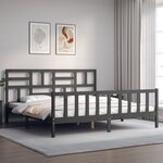 vidaXL Cadre de lit sans matelas gris 200x200 cm bois massif de pin
